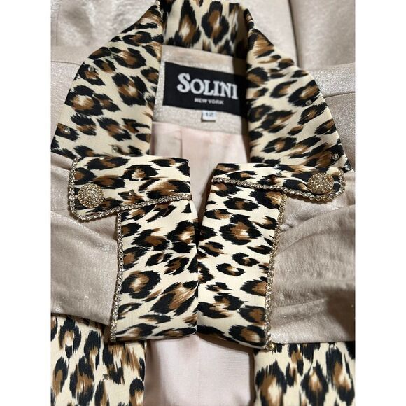 Solini New York Animal Print Rhinestone Jacket Size 12 - Picture 5 of 7